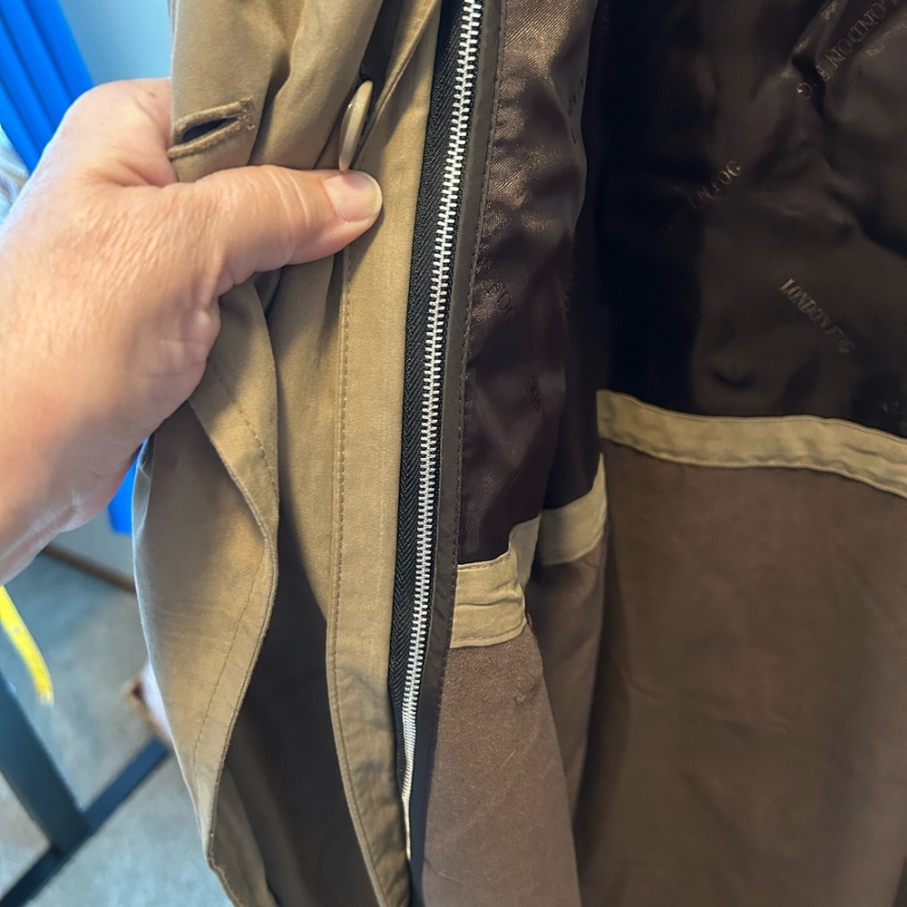 London Fog Tan Trench Coat with Belted Waist - Picture 9 of 10